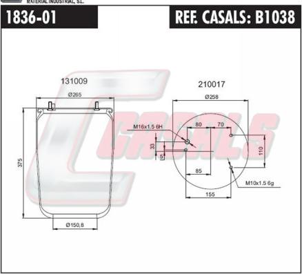 Casals B1038 - Кожух пневматической рессоры autospares.lv