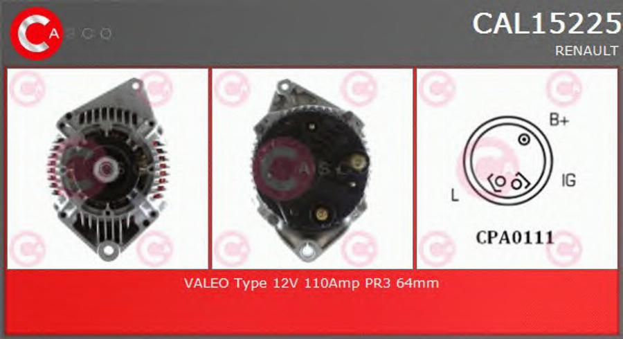 Casco CAL15225 - Генератор autospares.lv