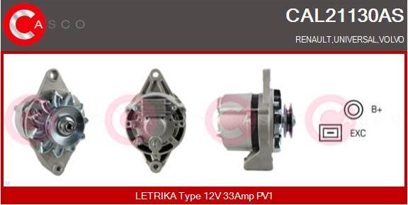 Casco CAL21130AS - Генератор autospares.lv