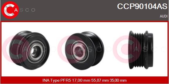 Casco CCP90104AS - Шкив генератора, муфта autospares.lv