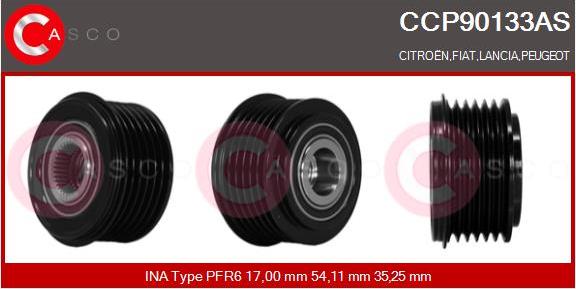 Casco CCP90133AS - Шкив генератора, муфта autospares.lv