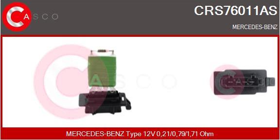 Casco CRS76011AS - Сопротивление, реле, вентилятор салона autospares.lv