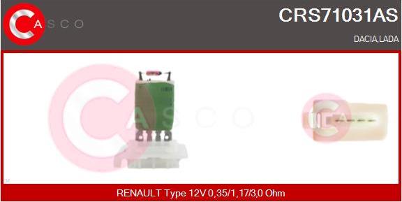Casco CRS71031AS - Сопротивление, реле, вентилятор салона autospares.lv