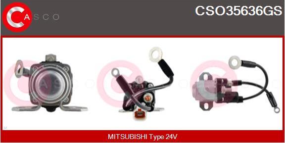 Casco CSO35636GS - Тяговое реле, соленоид, стартер autospares.lv