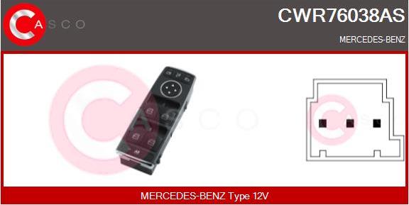 Casco CWR76038AS - Выключатель, стеклоподъемник autospares.lv