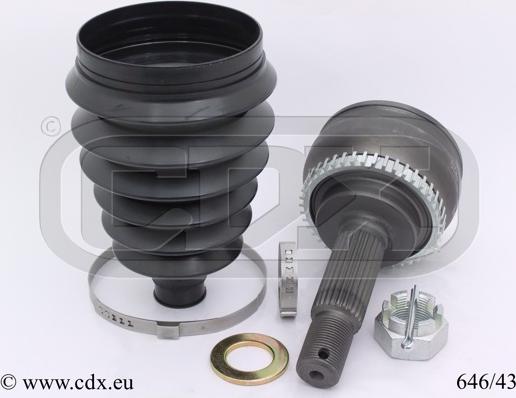 CDX 646/43 - Шарнирный комплект, ШРУС, приводной вал autospares.lv