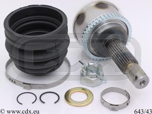 CDX 643/43 - Шарнирный комплект, ШРУС, приводной вал autospares.lv