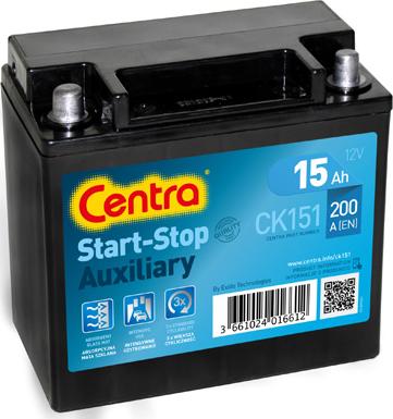 CENTRA CK151 - Стартерная аккумуляторная батарея, АКБ autospares.lv