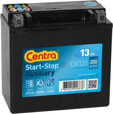 CENTRA CK131 - Стартерная аккумуляторная батарея, АКБ autospares.lv