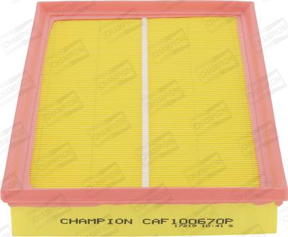 Champion CAF100670P - Воздушный фильтр, двигатель autospares.lv