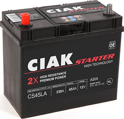 CIAKStarter CS45LA - Стартерная аккумуляторная батарея, АКБ autospares.lv