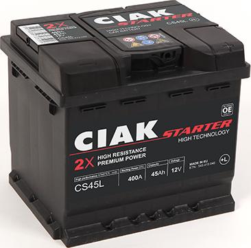 CIAKStarter CS45L - Стартерная аккумуляторная батарея, АКБ autospares.lv