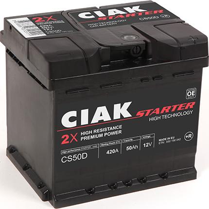 CIAKStarter CS50D - Стартерная аккумуляторная батарея, АКБ autospares.lv