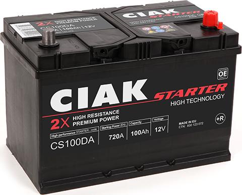 CIAKStarter CS100DA - Стартерная аккумуляторная батарея, АКБ autospares.lv