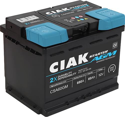 CIAKStarter CSA60GM - Стартерная аккумуляторная батарея, АКБ autospares.lv