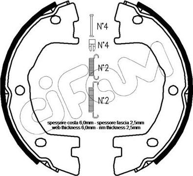 Cifam 153-097K - Комплект тормозов, ручник, парковка autospares.lv