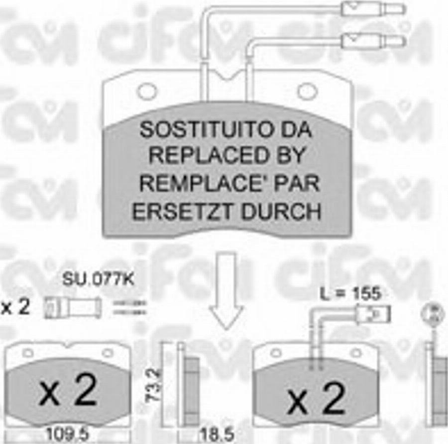 Cifam 822-051-1 - Тормозные колодки, дисковые, комплект autospares.lv