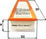 Clean Filters MA3448 - Воздушный фильтр, двигатель autospares.lv