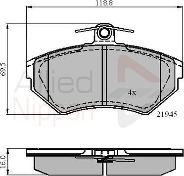 Comline ADB0989 - Тормозные колодки, дисковые, комплект autospares.lv