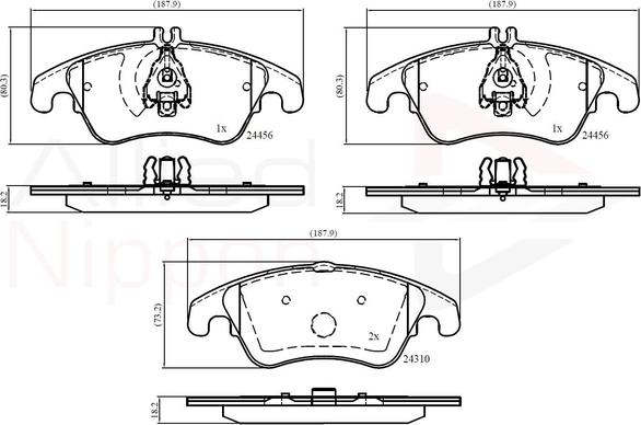 Comline ADB06037 - Тормозные колодки, дисковые, комплект autospares.lv