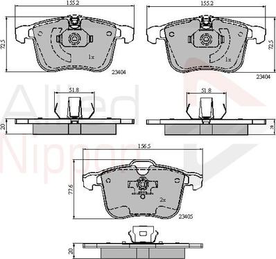 Comline ADB01593 - Тормозные колодки, дисковые, комплект autospares.lv