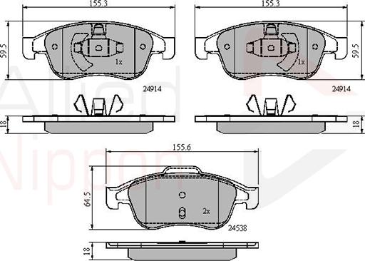 Comline ADB01677 - Тормозные колодки, дисковые, комплект autospares.lv