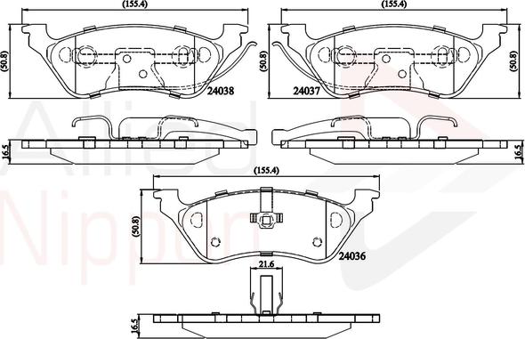 Comline ADB01164 - Тормозные колодки, дисковые, комплект autospares.lv