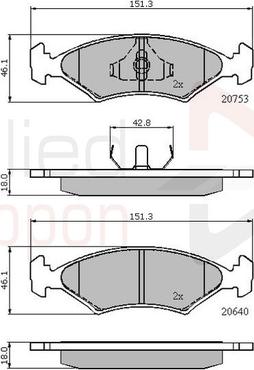 Comline ADB0118 - Тормозные колодки, дисковые, комплект autospares.lv