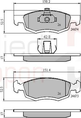 Comline ADB01791 - Тормозные колодки, дисковые, комплект autospares.lv