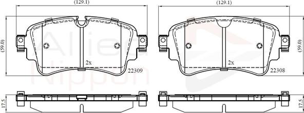 Comline ADB02362 - Тормозные колодки, дисковые, комплект autospares.lv