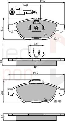 Comline ADB1856 - Тормозные колодки, дисковые, комплект autospares.lv