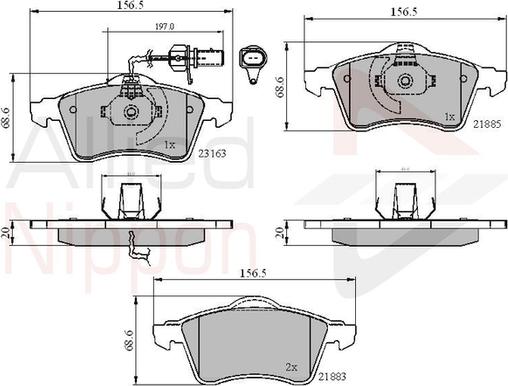 Comline ADB1852 - Тормозные колодки, дисковые, комплект autospares.lv