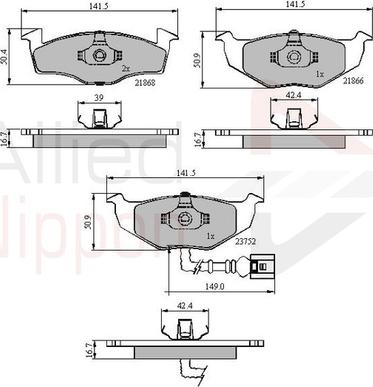 Comline ADB1707 - Тормозные колодки, дисковые, комплект autospares.lv