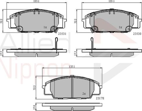 Comline ADB3947 - Тормозные колодки, дисковые, комплект autospares.lv