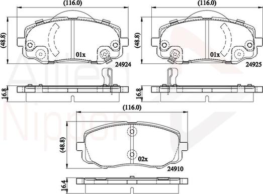 Comline ADB36008 - Тормозные колодки, дисковые, комплект autospares.lv