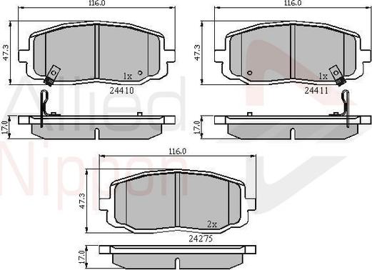 Comline ADB31319 - Тормозные колодки, дисковые, комплект autospares.lv