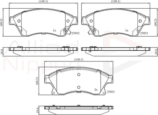 Comline ADB32038 - Тормозные колодки, дисковые, комплект autospares.lv