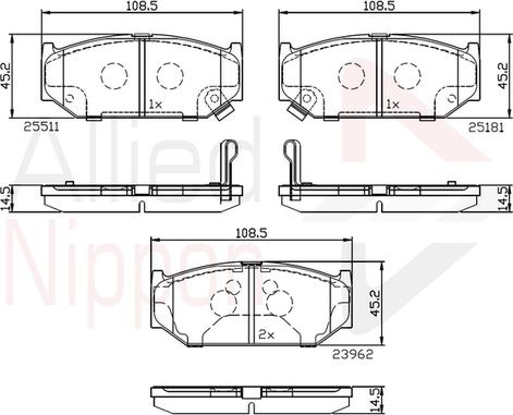 Comline ADB32245 - Тормозные колодки, дисковые, комплект autospares.lv