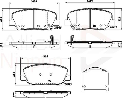 Comline ADB32259 - Тормозные колодки, дисковые, комплект autospares.lv