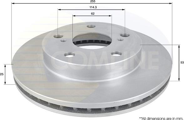 Comline ADC0190V - Тормозной диск autospares.lv