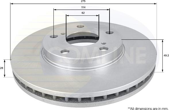 Comline ADC0145V - Тормозной диск autospares.lv