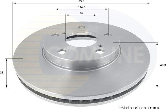 Comline ADC01143V - Тормозной диск autospares.lv