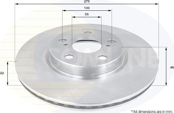 Comline ADC01155V - Тормозной диск autospares.lv