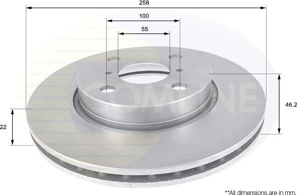 Comline ADC01133V - Тормозной диск autospares.lv