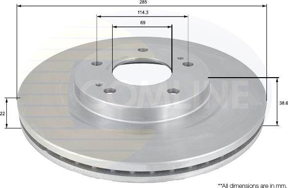 Comline ADC0361V - Тормозной диск autospares.lv