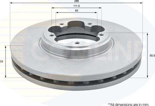 Comline ADC1250V - Тормозной диск autospares.lv