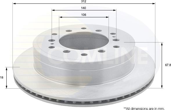 Comline ADC2514V - Тормозной диск autospares.lv