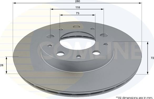 Comline ADC2867V - Тормозной диск autospares.lv