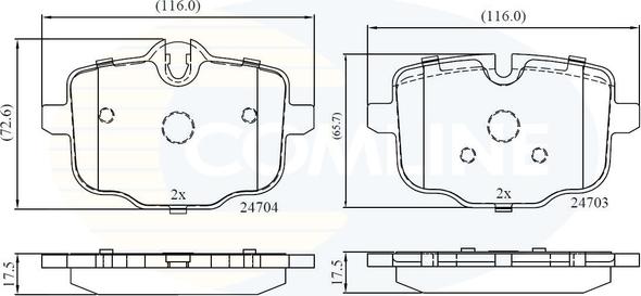 Comline CBP06072 - Тормозные колодки, дисковые, комплект autospares.lv