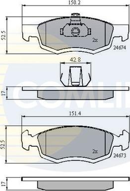 Comline CBP01791 - Тормозные колодки, дисковые, комплект autospares.lv